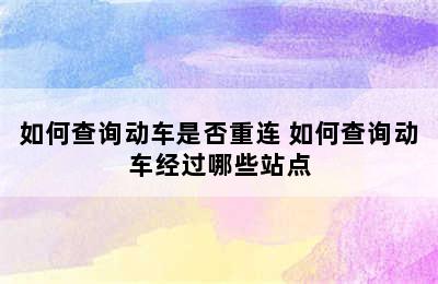 如何查询动车是否重连 如何查询动车经过哪些站点